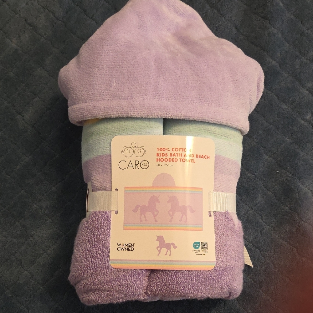 Caro Kids Purple Bath & Beach Hooded Towel With Unicorns